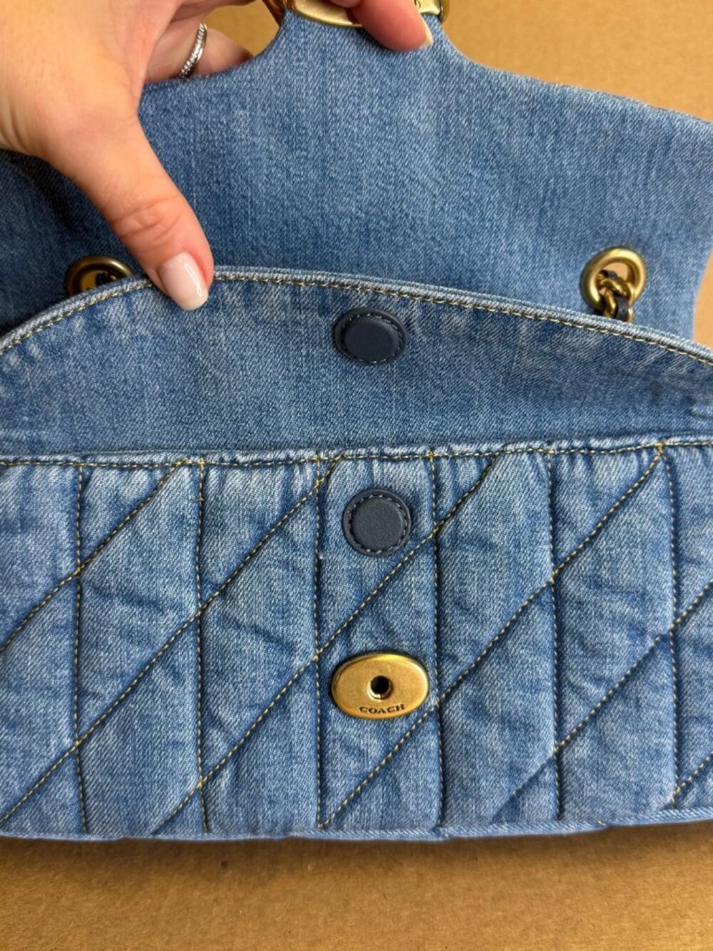 Coach Quilted Tabby 26 Medium Denim Shoulder Bag - Picture 6 of 6